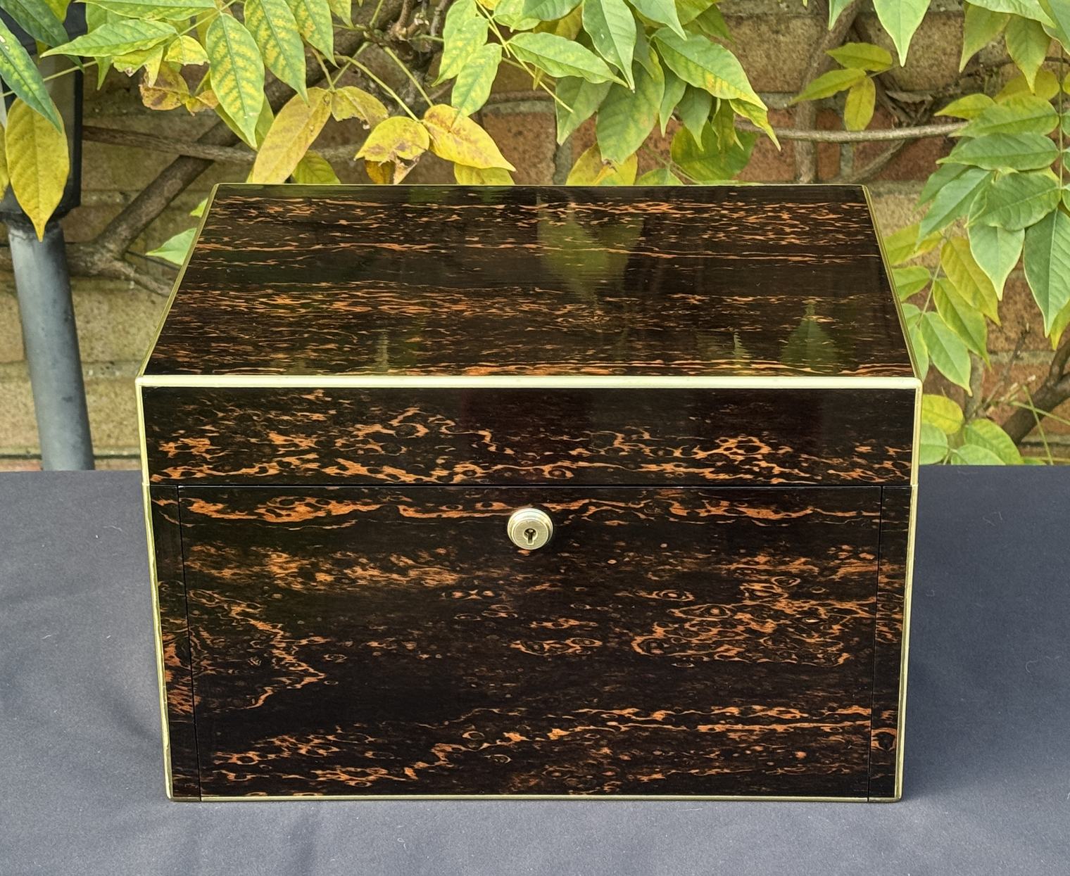 Antique Jewellery Box in Coromandel with Two Concealed Drawers